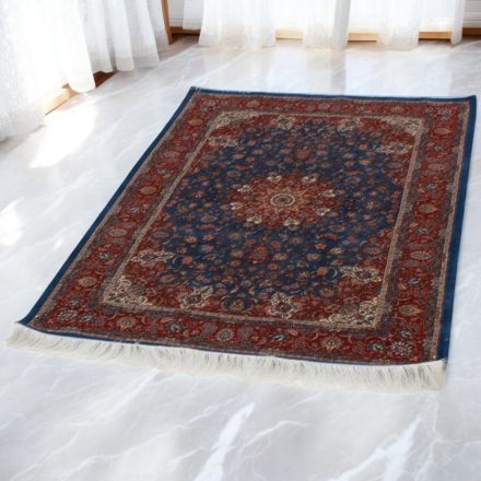 Silk rug Negar dark blue 60x90 high-quality viscose silk carpet from Iran