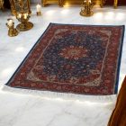 Silk rug Negar dark blue 80x120 viscose silk Persian carpet