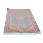 Silk rug Negar dark blue 80x120 viscose silk Persian carpet