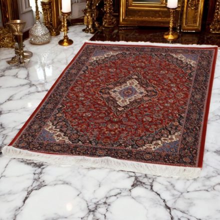 Silk rug Sialk brick red 100x150 viscose silk Persian carpet