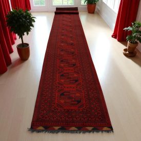 Runner carpet Elephant Foot 90x783 handmade Afghan carpet