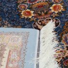 Silk rug Gazelle dark blue 150x225 Iranian viscose silk carpet