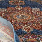 Silk rug Gazelle dark blue 150x225 Iranian viscose silk carpet