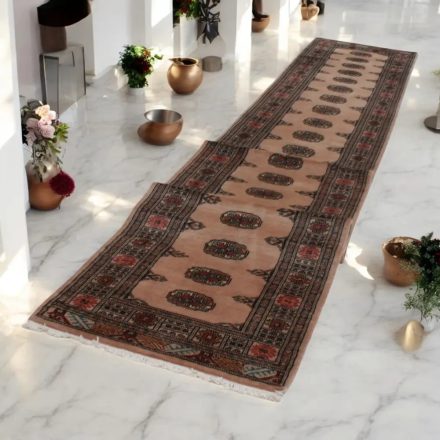 Runner rug beige Bokhara 78x578 handmade Pakistani rug