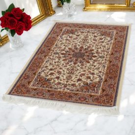 Silk rug Reihan cream 80x120 viscose silk Persian carpet