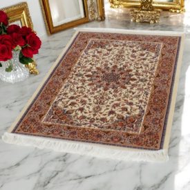   Silk rug Reihan cream 90x150 high-quality viscose silk carpet from Iran