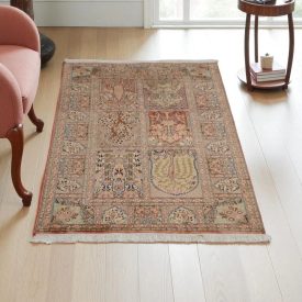 Silk carpet Kashmiri 158x95 handcrafted oriental rug