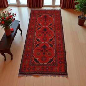 Afghan carpet Caucasian 52x143 handmade oriental wool carpet