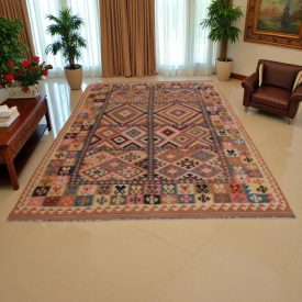 Hand woven Afghan wool Chobi Kilim rug 209x317 cm
