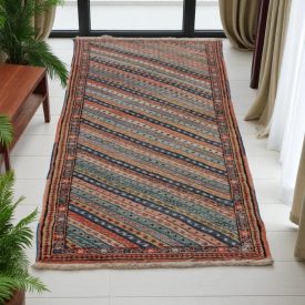 Iranian carpet Heriz 75x190 handmade persian carpet