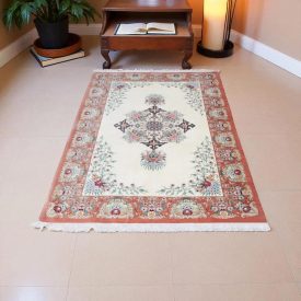 Silk carpet Persian Ghom 129x199 handcrafted oriental rug