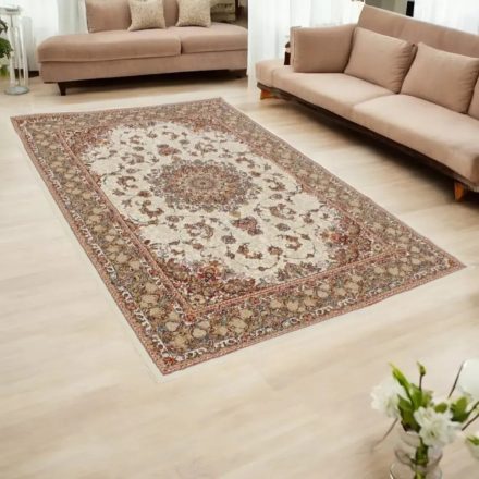 Persian rug beige MEDALION 200x300 luxury living room carpet in acrylic