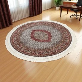 Round Carpet cream 150x150 premium machine-made persian rug