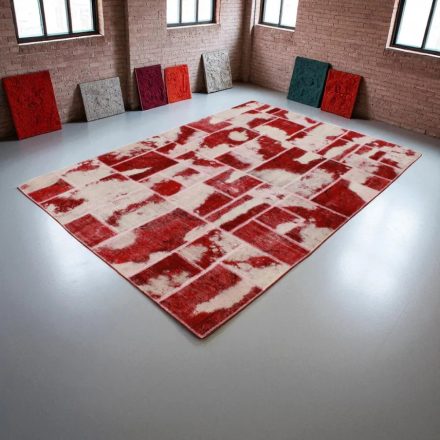 Design carpet burgundy-white Patchwork 170x241 living room carpet