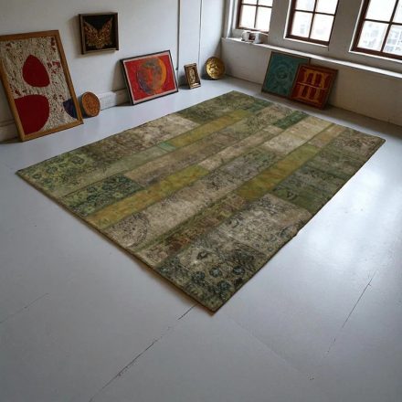 Design carpet green Patchwork 169x238 living room carpet