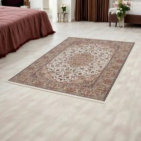 Acrylic rug with Kerman pattern - beige 140x200