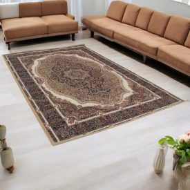 Acrylic rug with Kerman pattern - brown 200x300