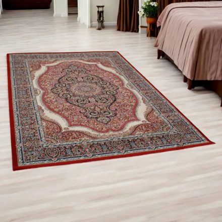 Acrylic rug with medallion pattern - burgundy 140x200