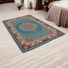 Acrylic rug with Tabriz pattern – turquoise 140x200