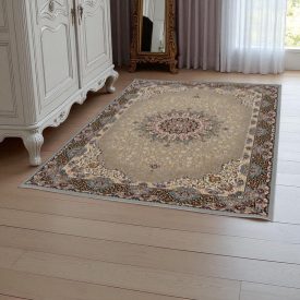 Acrylic rug with Kerman pattern - grey 140x200