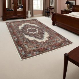 Acrylic rug with Tabriz pattern – beige 140x200