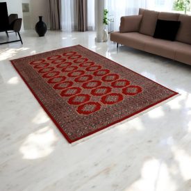   Pakistani handmade carpet burgundy Bokhara 259x156 Oriental carpet