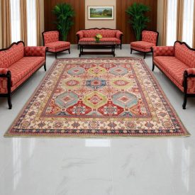 Kazak carpet 247x302 handmade Afghan carpet for living room