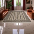 Large oriental rug beige Bokhara 249x332 handmade Pakistani rug for living room