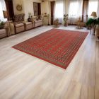 Large oriental rug red Bokhara 244x336 handmade Pakistani rug for living room