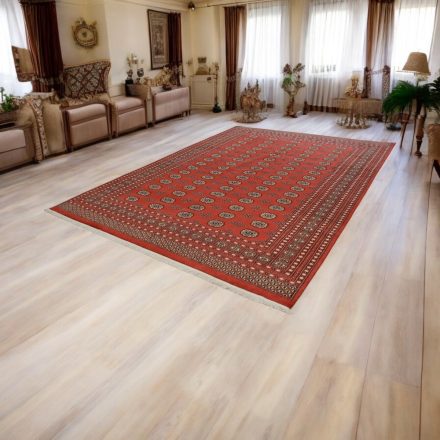 Large oriental rug red Bokhara 244x336 handmade Pakistani rug for living room