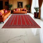 Large oriental rug red Bokhara 278x372 handmade Pakistani rug for living room