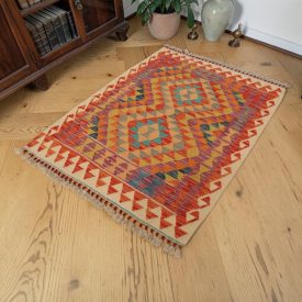 Hand woven Afghan wool Kilim rug 92x120 cm