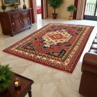 Oriental carpet burgundy-beige Kargai 199x292 handmade Afghan wool carpet for living room