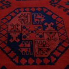 Large Afghan rug burgundy Elephant Foot 140x150 handmade oriental carpet