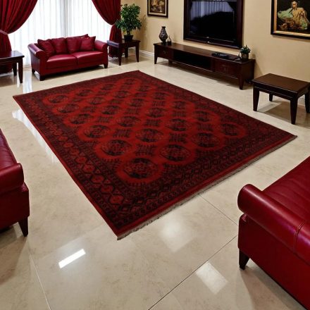 Afghan carpet burgundy Ersari 253x343 handmade oriental wool carpet for living room