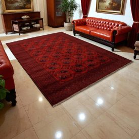 Afghan carpet burgundy Ersari 252x346 handmade oriental wool carpet for living room