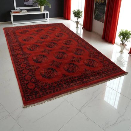 Oriental carpet burgundy Ersari 204x297 handmade Afghan carpet