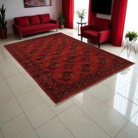Afghan rug burgundy Ersari 207x301 handmade oriental wool carpet for living room