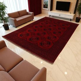 Oriental carpet burgundy Ersari 202x293 handmade Afghan carpet