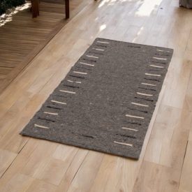 Thick wool rug Rustic 70x147 brown carpet