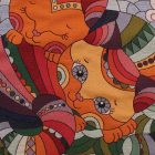 Orange Decorative Cushion 45x45 cm – Hugging Cats