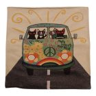 Green Decorative Cushion 45x45 cm – Peace Bus Cats