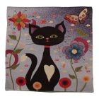 Purple Decorative Cushion 45x45 cm – Midnight Cat
