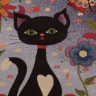 Purple Decorative Cushion 45x45 cm – Midnight Cat