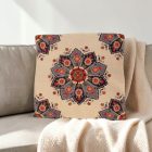 Cream Decorative Cushion 45x45 cm – Blue Rosette