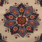 Cream Decorative Cushion 45x45 cm – Blue Rosette