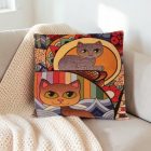 Orange Decorative Cushion 45x45 cm – Mosaic Cats