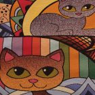 Orange Decorative Cushion 45x45 cm – Mosaic Cats