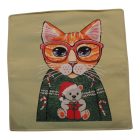 Sage Green Decorative Cushion 45x45 cm – Festive Cat