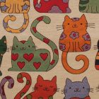 Beige Decorative Cushion 45x45 cm – Playful Cats